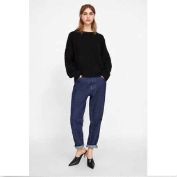 Zara Sweaters - Zara Knit Black Chenille Sweater Balloon Sleeve M